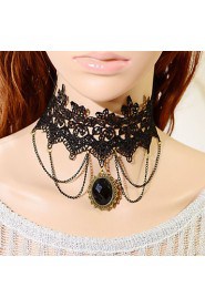 Vintage Big Gem Lace Necklace