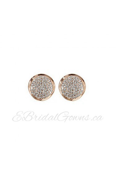 18K Gold Plated Charming Clear Rhinestone With Round Shape Fashion Earrings