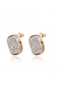 18K Gold Plated Charming Clear Rhinestone With Round Shape Fashion Earrings