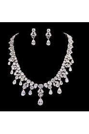 Jewelry Set Women's Anniversary / Wedding / Engagement Jewelry Sets Cubic Zirconia / Alloy Earrings / Necklaces Silver