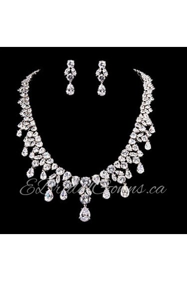 Jewelry Set Women's Anniversary / Wedding / Engagement Jewelry Sets Cubic Zirconia / Alloy Earrings / Necklaces Silver