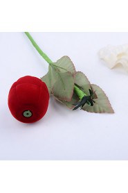 Textile Made Long Rose Shaped Red Jewelry Box