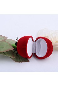 Textile Made Long Rose Shaped Red Jewelry Box