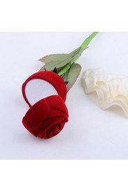 Textile Made Long Rose Shaped Red Jewelry Box