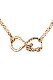 8-Shaped LOVE Pattern Pendent Alloy Necklace Gold (1Pc)