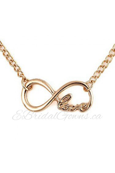 8-Shaped LOVE Pattern Pendent Alloy Necklace Gold (1Pc)