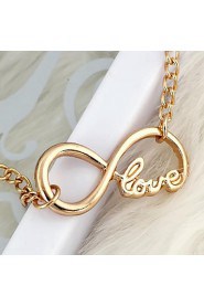 8-Shaped LOVE Pattern Pendent Alloy Necklace Gold (1Pc)