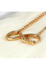 8-Shaped LOVE Pattern Pendent Alloy Necklace Gold (1Pc)