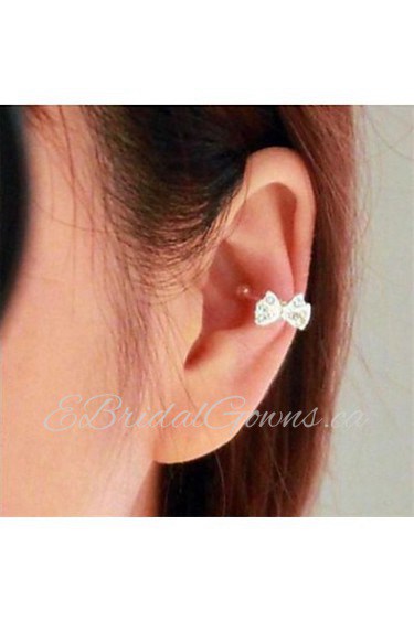 Crystal Bowknot Ear Bone Clip(Silver)(1Pr)