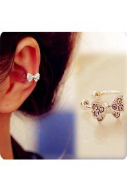 Crystal Bowknot Ear Bone Clip(Silver)(1Pr)