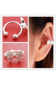 Crystal Bowknot Ear Bone Clip(Silver)(1Pr)