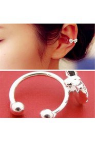 Crystal Bowknot Ear Bone Clip(Silver)(1Pr)