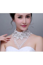 Korean Style Exquisite Lace Flowers Rhinestones/Titanium Wedding/Party Necklace