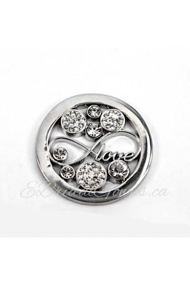 Valentine Day Gift Girl's 33mm Alloy Mi Moneda Silver Crystal Infinity Disc for 35mm Coin Holder Pendant