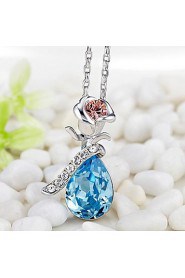 Ladies' Silver Rose Flower Pendants With Crystal