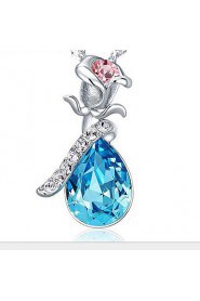 Ladies' Silver Rose Flower Pendants With Crystal