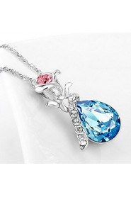 Ladies' Silver Rose Flower Pendants With Crystal