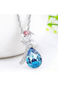 Ladies' Silver Rose Flower Pendants With Crystal