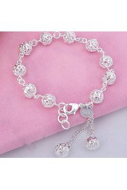 Unisex Silver Chain Hollow Ball Bracelet