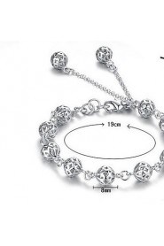 Unisex Silver Chain Hollow Ball Bracelet