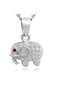 925 Men's Silver Elephant Pendant With Cubic Zirconia