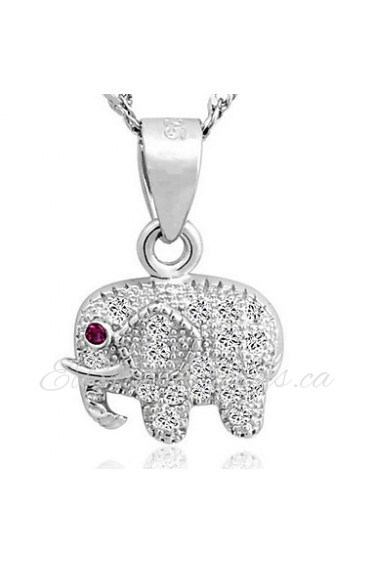 925 Men's Silver Elephant Pendant With Cubic Zirconia