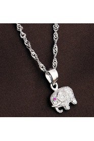 925 Men's Silver Elephant Pendant With Cubic Zirconia