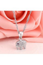 925 Men's Silver Elephant Pendant With Cubic Zirconia