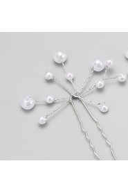 Women's / Flower Girl's Alloy / Imitation Pearl Headpiece-Wedding / Special Occasion Hair Pin 4 Pieces White Round