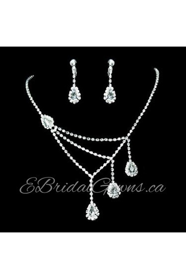 Jewelry Set Women's Anniversary / Birthday / Gift / Party / Special Occasion Jewelry Sets Alloy Rhinestone Necklaces / Earrings Silver