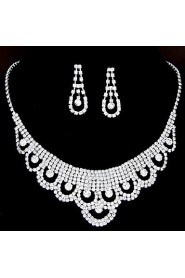 Women's Fashion Shiny Rhinestone Bridal Sets Bridal Accessories Necklace Earrings Set Wedding Party Gift