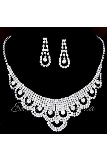 Women's Fashion Shiny Rhinestone Bridal Sets Bridal Accessories Necklace Earrings Set Wedding Party Gift