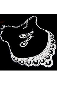 Women's Fashion Shiny Rhinestone Bridal Sets Bridal Accessories Necklace Earrings Set Wedding Party Gift