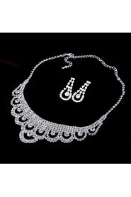 Women's Fashion Shiny Rhinestone Bridal Sets Bridal Accessories Necklace Earrings Set Wedding Party Gift