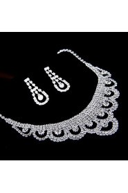 Women's Fashion Shiny Rhinestone Bridal Sets Bridal Accessories Necklace Earrings Set Wedding Party Gift