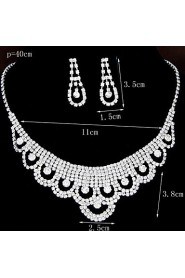 Women's Fashion Shiny Rhinestone Bridal Sets Bridal Accessories Necklace Earrings Set Wedding Party Gift