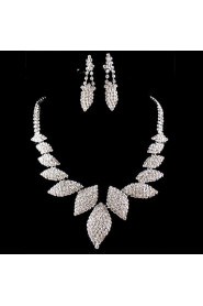 Wedding Bridal Bridesmaid Crystal Necklace Earrings Jewelry Set