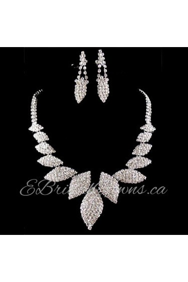 Wedding Bridal Bridesmaid Crystal Necklace Earrings Jewelry Set