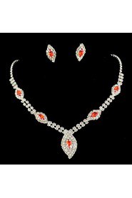 Wedding Bridal Bridesmaid Crystal Necklace Earrings Jewelry Set