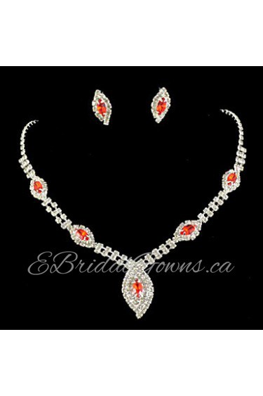 Wedding Bridal Bridesmaid Crystal Necklace Earrings Jewelry Set