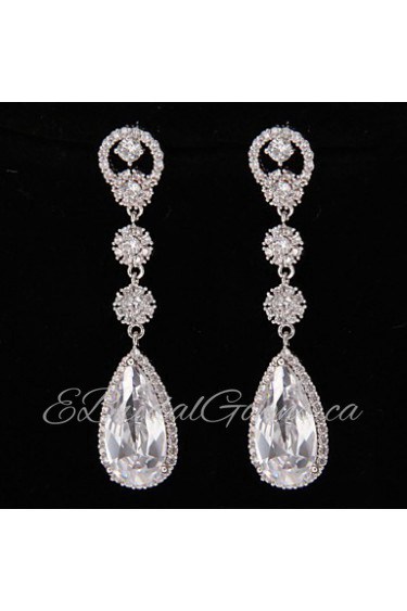 Drop Earrings Women's Platinum Earring Rhinestone