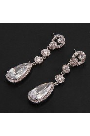 Drop Earrings Women's Platinum Earring Rhinestone