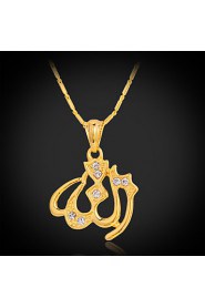 New Muslim Allah Pendant Jewelry Women Gift 18K Real Gold Platinum Plated Austrian Rhinestone Islamic Necklace