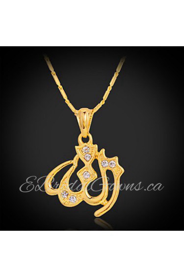 New Muslim Allah Pendant Jewelry Women Gift 18K Real Gold Platinum Plated Austrian Rhinestone Islamic Necklace