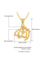 New Muslim Allah Pendant Jewelry Women Gift 18K Real Gold Platinum Plated Austrian Rhinestone Islamic Necklace