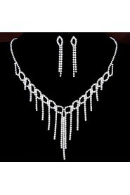 European Style Fashion Shiny Rhinestone Necklace Earring Set Bridal Set