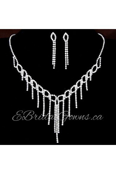 European Style Fashion Shiny Rhinestone Necklace Earring Set Bridal Set