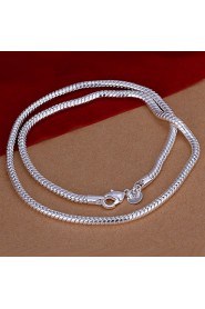 Simple Snake Shape Silver Plated Copper 4M Necklace For Men(Silver)(1Pc)