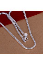 Simple Snake Shape Silver Plated Copper 4M Necklace For Men(Silver)(1Pc)