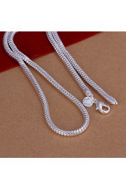 Simple Snake Shape Silver Plated Copper 4M Necklace For Men(Silver)(1Pc)